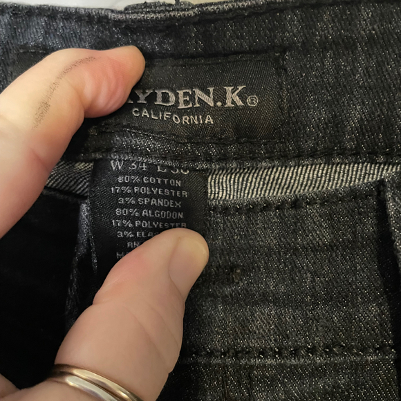 Kayden K Mens Dark Black Denim Wash Jean Straight Leg Classic Fit Size 34x30 - Picture 4 of 9